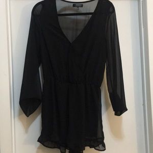 Black Romper, Sheer Back, XS